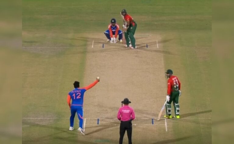 Riyan Parag Tries Controversial Action, Ends Up Bowling Rare No-Ball In India vs Bangladesh 2nd T20I. watch